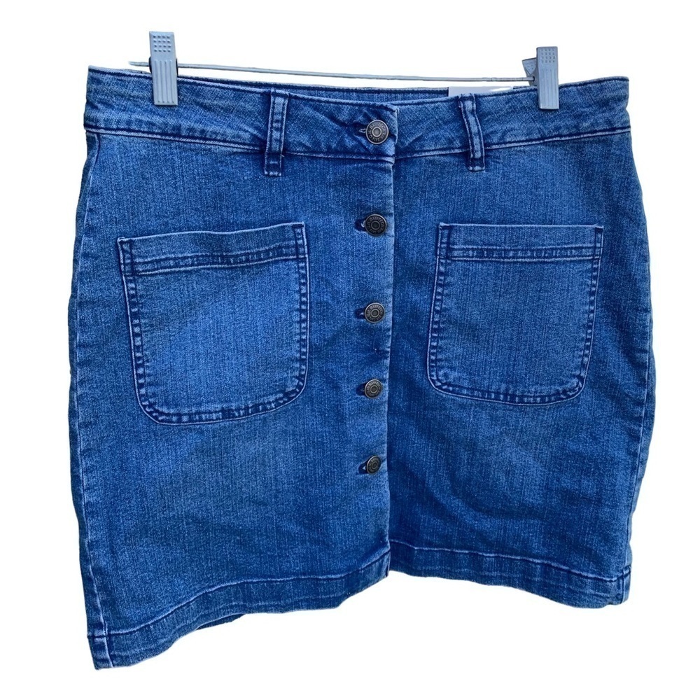 🆕 Bass Button down Denim Blue Jean Mini Skirt Women’s Size 6